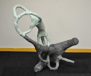 Anchor, metal, textile, plaster, pigment, lacquer, circa 47x82x134 cm